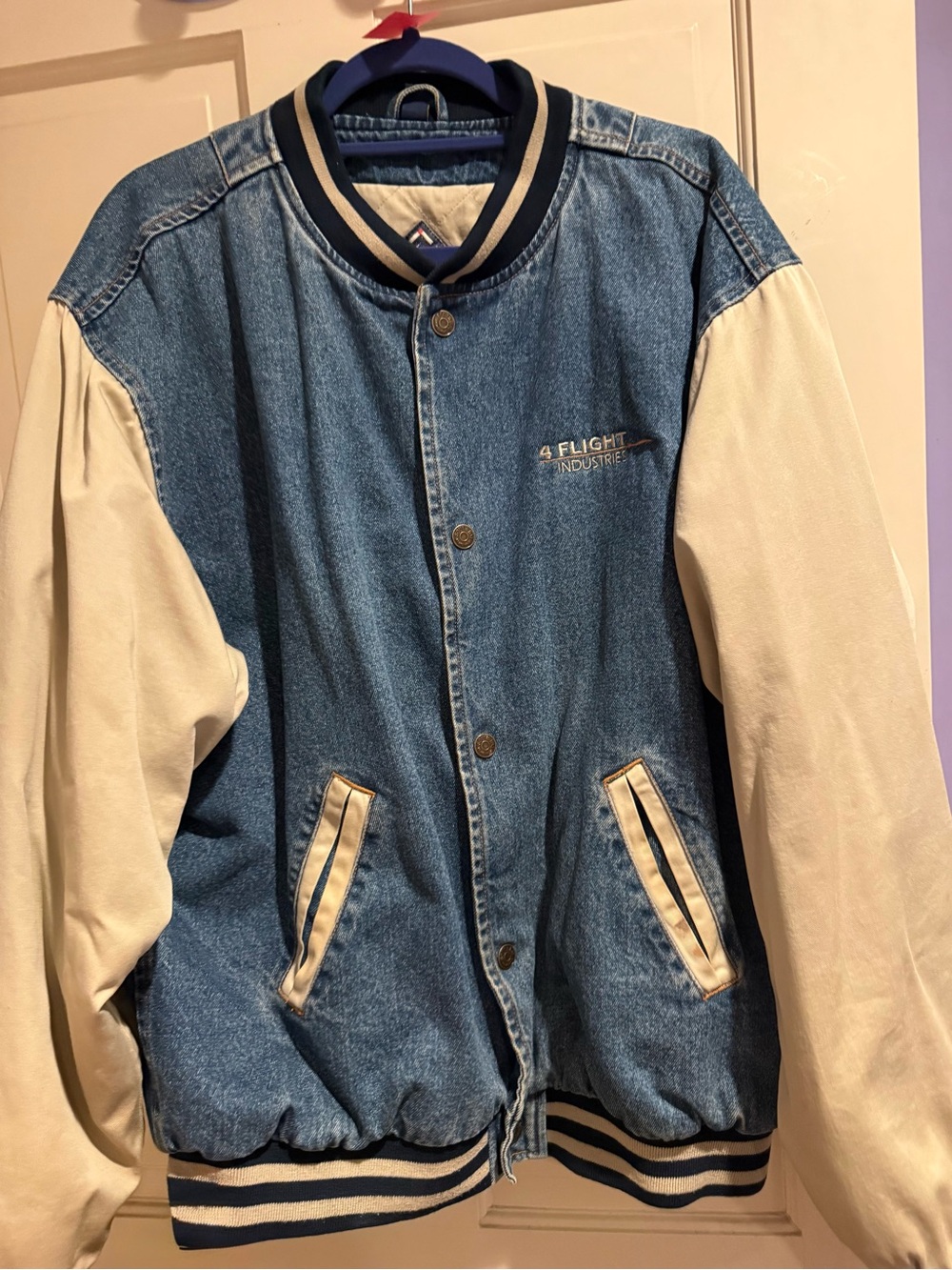 Denim and Cream Varsity Jacket